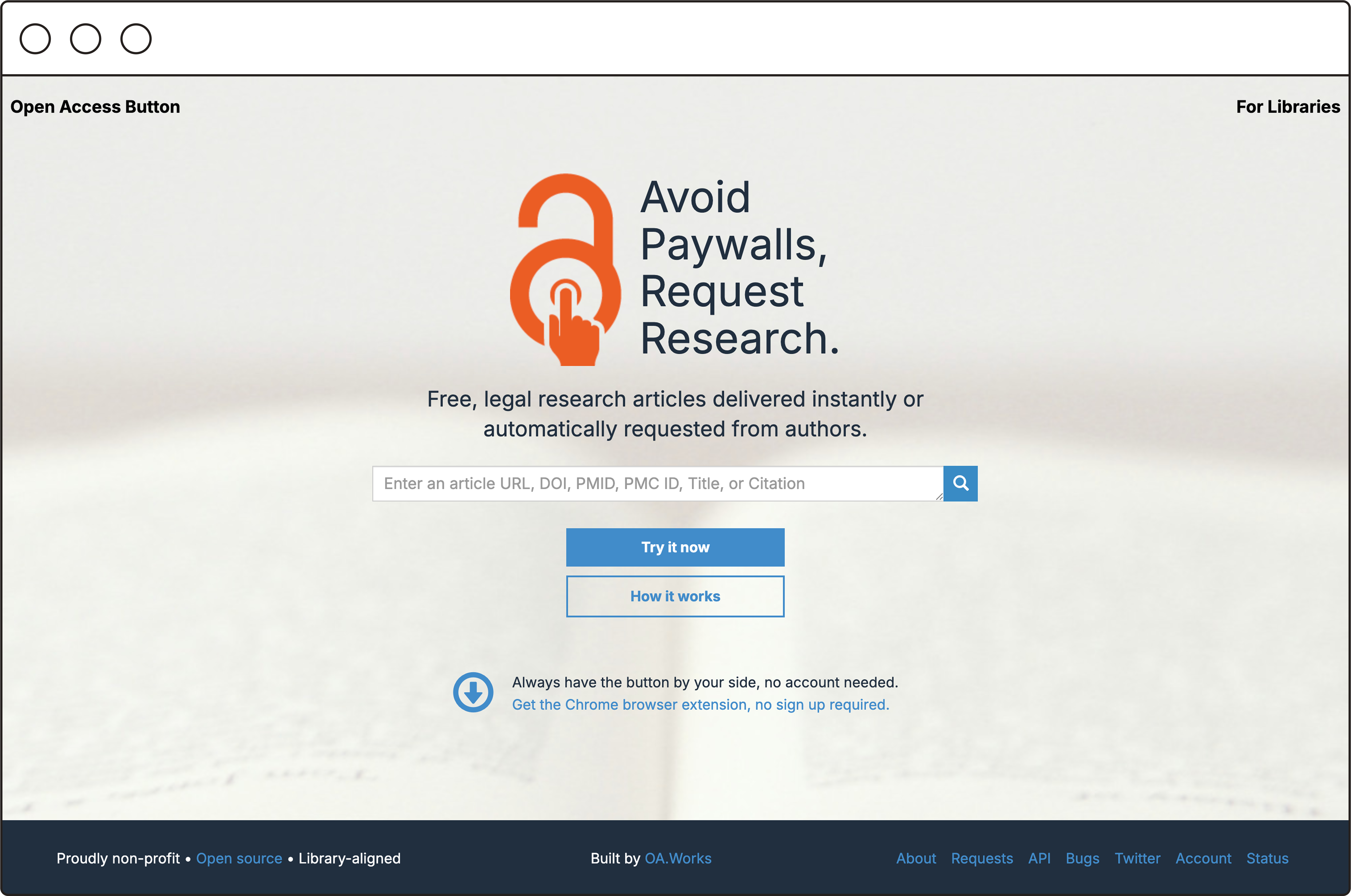 Screenshot of Open Access Button
